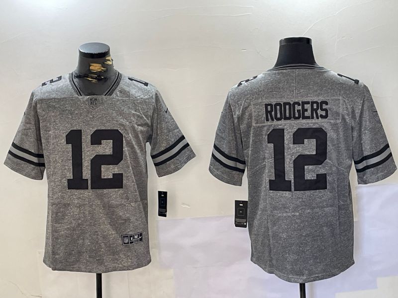 Men Green Bay Packers #12 Rodgers Grey 2024 Nike Limited NFL Jersey style 1